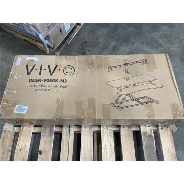 VIVO BLACK DESK RISER WITH DUAL MONITOR MOUNT