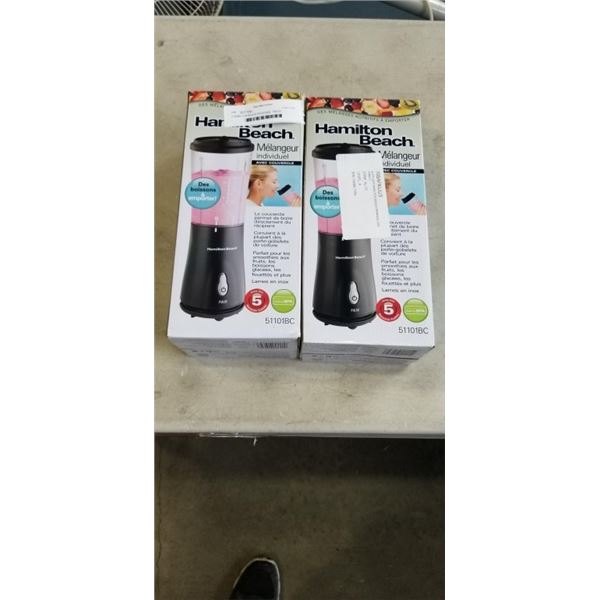 2 HAMILTON BEACH PERSONAL TRAVEL BLENDERS - TESTED WORKING