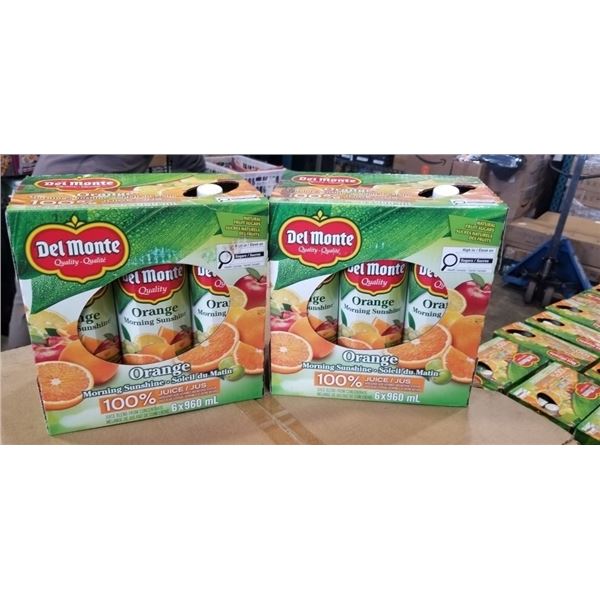 2 NEW CASES DEL MONTE ORAGNE JUICE MORINING SUNSHINE EACH CASE IS 6 BY 960 ML