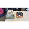 Image 1 : COLLECTION OF VINTAGE HARDCOVER BOOKS AND STONE PLATE, GEODE