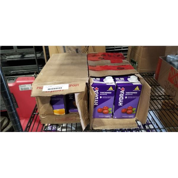2 CASES OF HYDRA THICKENED WATER BEVERAGES ONE CASE IS CRANBERRY ONE IS ORANGE