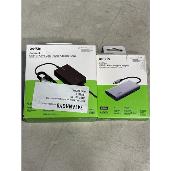 BELKIN CONNECT USB-C CORE GaN POWER ADAPTOR 100W AND BELKIN CONNECT USB-C 4 IN 1 MULTIPORT ADAPTOR