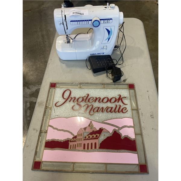 GLASS PANEL AND EURO PRO SEWING MACHINE