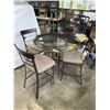 Image 1 : GLASS TOP ROUND PUB HEIGHT DINING TABLE AND 4 STOOLS