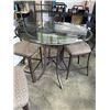 Image 2 : GLASS TOP ROUND PUB HEIGHT DINING TABLE AND 4 STOOLS