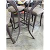 Image 6 : GLASS TOP ROUND PUB HEIGHT DINING TABLE AND 4 STOOLS