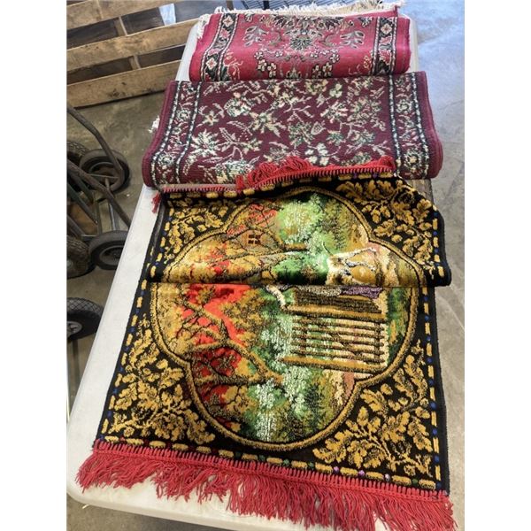 2 CARPET RUNNERS AND HANGING TAPESTRY