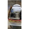 Image 3 : BOX OF ASSORTED OFFICE SUPPLIES AND BOX OF HOUSEHOLD APPLIANCES INCLUDING DEEP FRYER