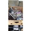 Image 4 : BOX OF BLANKETS INCLUDING MOVING PADS, AND BOX OF ASSORTED HOUSEHOLD GLASS ACCESSORIES