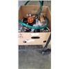 Image 1 : VEVOR TRANSFER PUMP WITH HOSE, AND BOX OF ASSORTED NEW AND USED HARDWARE
