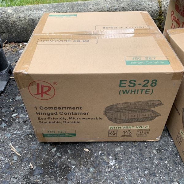 CASE OF ES-28 HINGED DELI CONTAINERS
