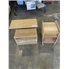 Image 1 : WOOD AND WICKER ROLLING SIDE TABLE AND GLASS DOOR SIDE TABLE