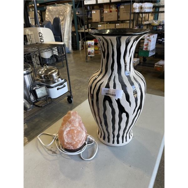 ZEBRA PRINT VASE AND SALT LAMP