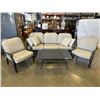 Image 1 : 4 PC IRON PATIO SET WITH CUSHIONS, INCLDUES SOFA, 2 CHAIR AND COFFEE TABLE