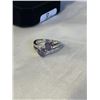 Image 3 : NEW PLATINUM PLATED 1.0CT PURPLE SIMULATED DIAMOND (CZ) DOUBLE HEART RING, SIZE 7