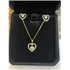 Image 1 : NEW 14K GOLD PLATED SIMULATED DIAMOND (CZ) HEART 2 PIECE SET, CHAIN 18" LONG