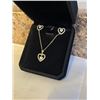 Image 2 : NEW 14K GOLD PLATED SIMULATED DIAMOND (CZ) HEART 2 PIECE SET, CHAIN 18" LONG