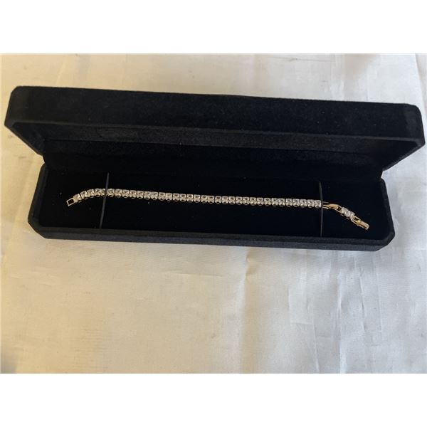 NEW 18K GOLD PLATED 4.0MM SIMULATED DIAMOND (CZ) TENNIS BRACELET, 6.75-7.75" LONG