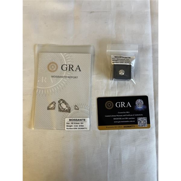NEW 3.0CT MOISSANITE STONE, ROUND BRILLIANT CUT, GH- VVS1 - TESTS POSITIVE W/ DIAMOND TESTER, MORE B