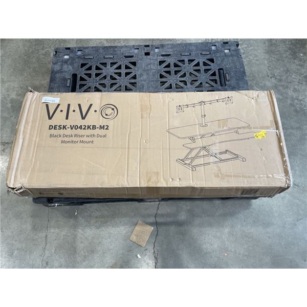 VIVO BLACK DESK RISER WITH DUAL MONITOR MOUNT