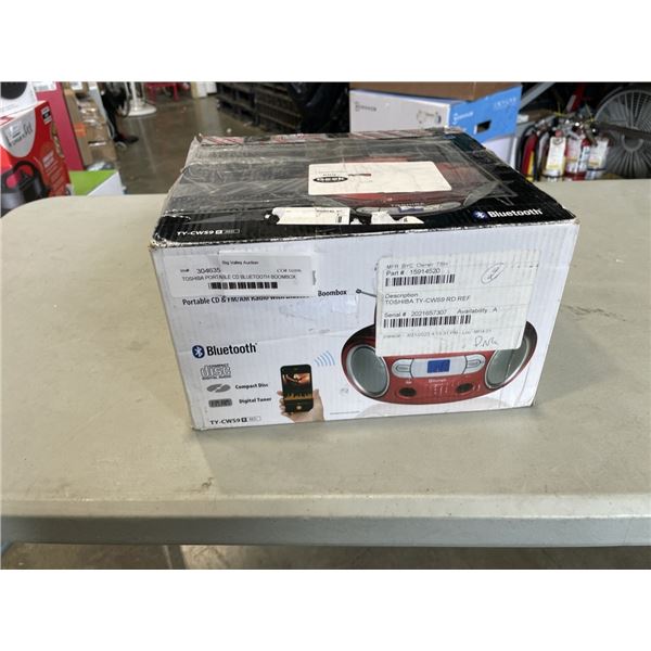 TOSHIBA PORTABLE CD BLUETOOTH BOOMBOX W/ AM/FM RADIO TUNER - TESTED WORKING, RETAIL $136