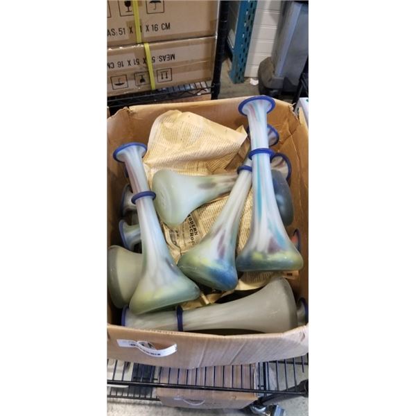 BOX OF ARTGLASS VASES