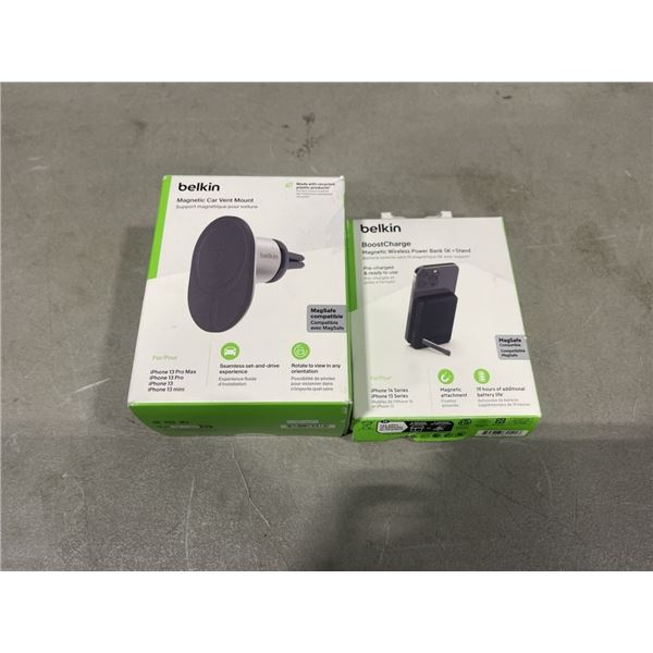 BELKIN MAGNETIC CAR VENT MOUNT, AND BELKIN BOOSTCHARGE MAGNETIC WIRELESS POWER BANK 5K  STAND