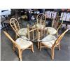 Image 1 : ROUND GLASS TOP RATTAN DINING TABLE WITH 5 CHAIRS, 60 INCH DIAMETER
