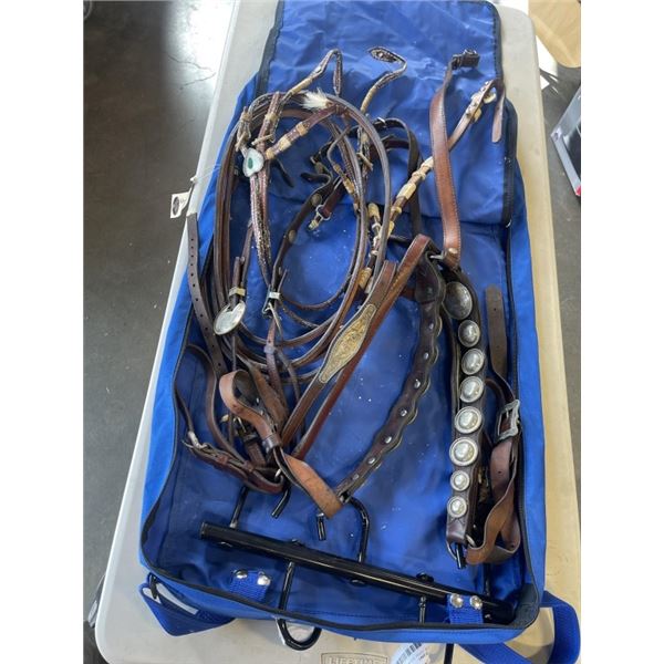 LOT OF HORSE SHOW HALTERS IN ZIP BAG