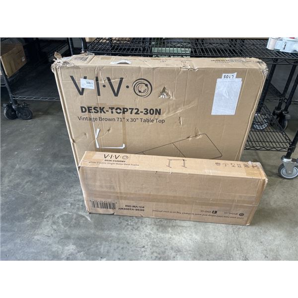 VIVO VINTAGE BROWN 71"X 30" TABLE TOP AND VIVO BLACK SINGLE MOTOR DESK FRAME