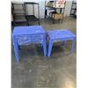 Image 1 : 5 NEW BLUE STACKING PATIO SIDE TABLES 25"x17"