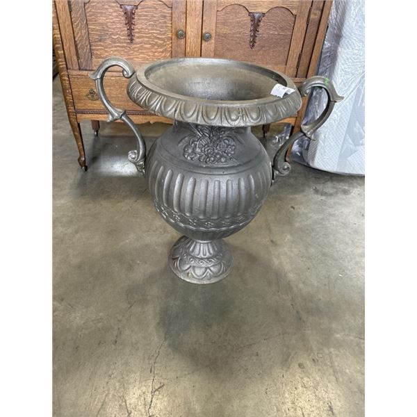 HEAVY CAST IRON PLANTER, 27 INCH TALL