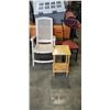 Image 1 : TELEPHONE TABLE AND SIDE CHAIR, WITH FOLDING PLASTIC PATIO CHAIR