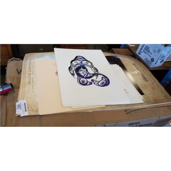 ASSORTED UNFRAMED ARTWORKS INCLUDING CALGARY STAMPEDE, NUDE LITHO'S, SIOUX CHIEF ETC