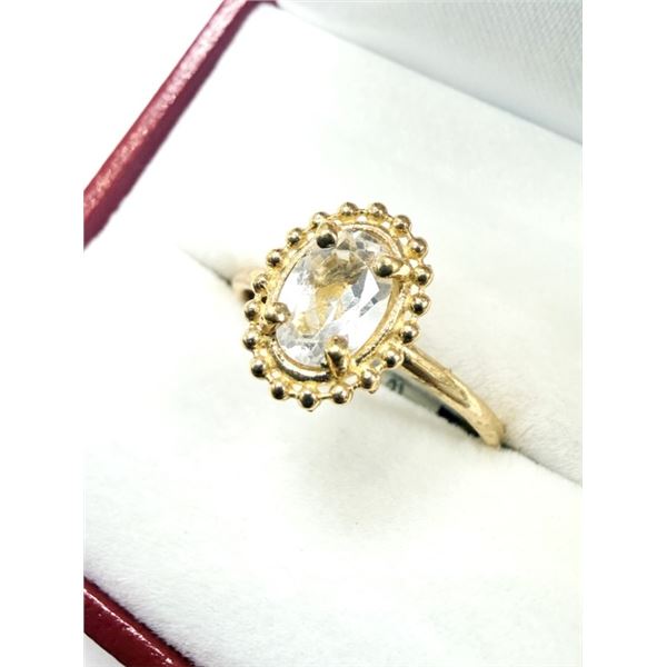 10KT YELLOW GOLD NATURAL TOPAZ (0.95CT) RING, SIZE 6.25, W/A $1400.00.