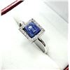 Image 2 : STERLING SILVER NATURAL SODALITE AND CZ RING, SIZE 8, RETAIL $400.00.
