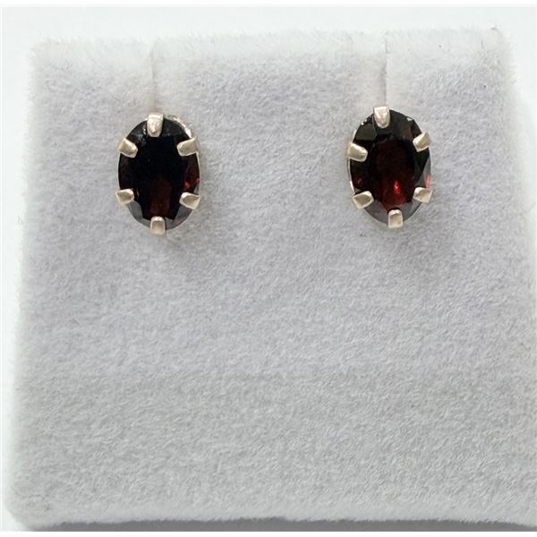 STERLING SILVER NATURAL GARNET EARRING, RETAIL $350.00. GARNET IS THE BIRTHSTONE FOR JANUARY.