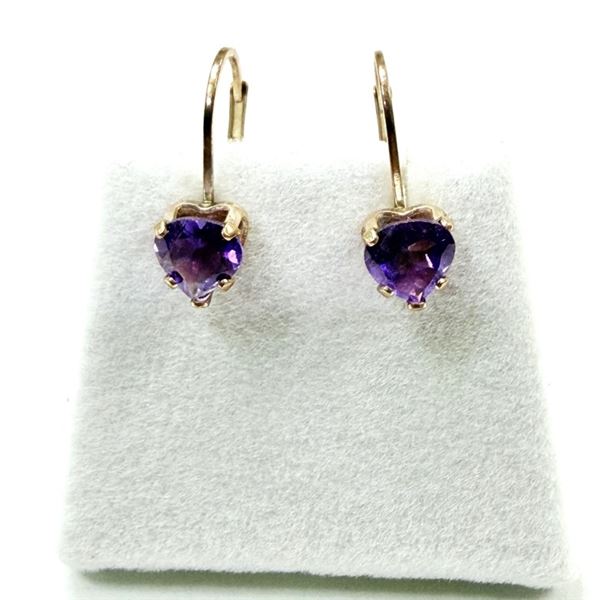 STERLING SILVER NATURAL AMETHYST LEVER BACK EARRINGS, RETAIL $200.00. AMETHYST IS THE BIRTHSTONE FOR