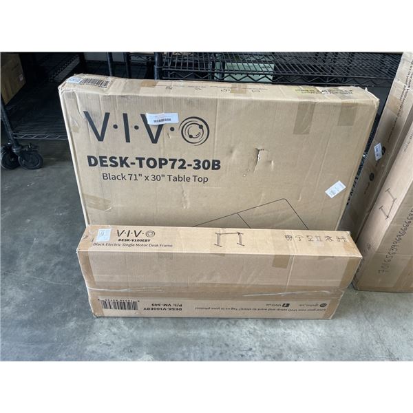 VIVO BLACK TABLE TOP 71"X30" WITH VIVO BLACK ELECTRIC SINGLE MOTOR DESK FRAME