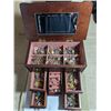 Image 2 : VINTAGE WOOD JEWELRY BOX W/ CONTENTS