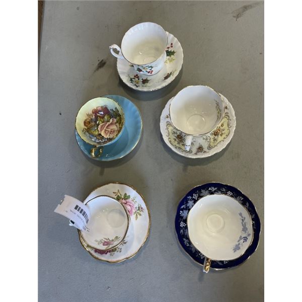5 VINTAGE CUPS AND SAUCERS - ROYAL ALBERT AND 1 AYNSLEY