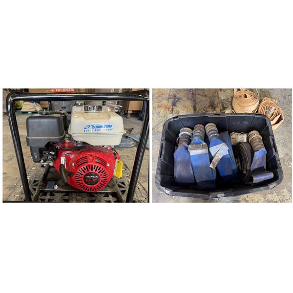Tsurumi GX240UT2X Pump w/ Honda GX Engine & Multiple Hoses (Starts & Runs - See Video)