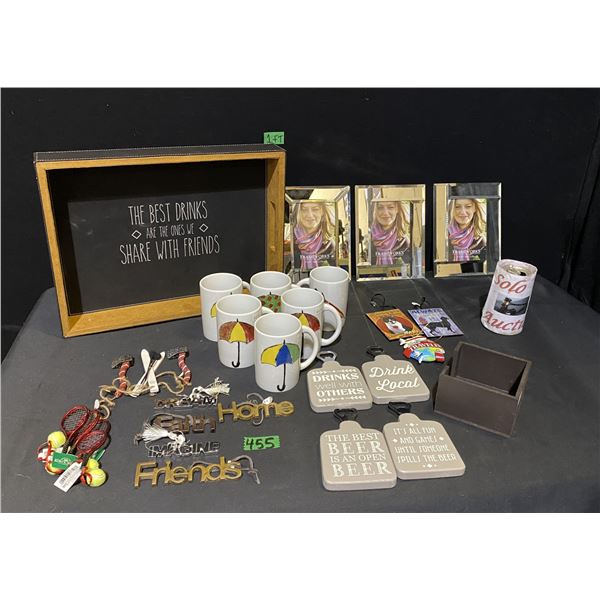 Lot of new items including ornaments, tray, bottle openers, coffee mugs, picture frames and more
