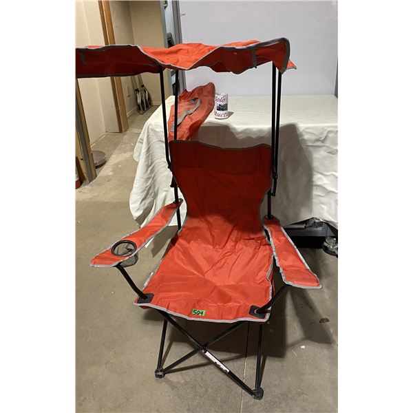 Camping chair with sun/rain roof