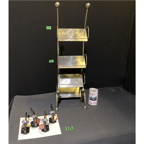 Shoe rack and coat hooks