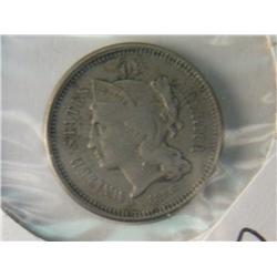 1866  XF 3-CENT NICKEL