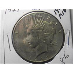 1927-P MS-64 PEACE DOLLAR TONED KEY DATE