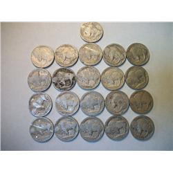 21 PIECE BUFFALO NICKELS 1920-1929 WITH READABLE DATES