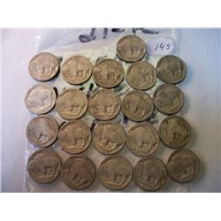 21 PIECE BUFFALO NICKELS 1920-1929 WITH READABLE DATES