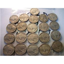 21 PIECE BUFFALO NICKELS 1920-1929 WITH READABLE DATES